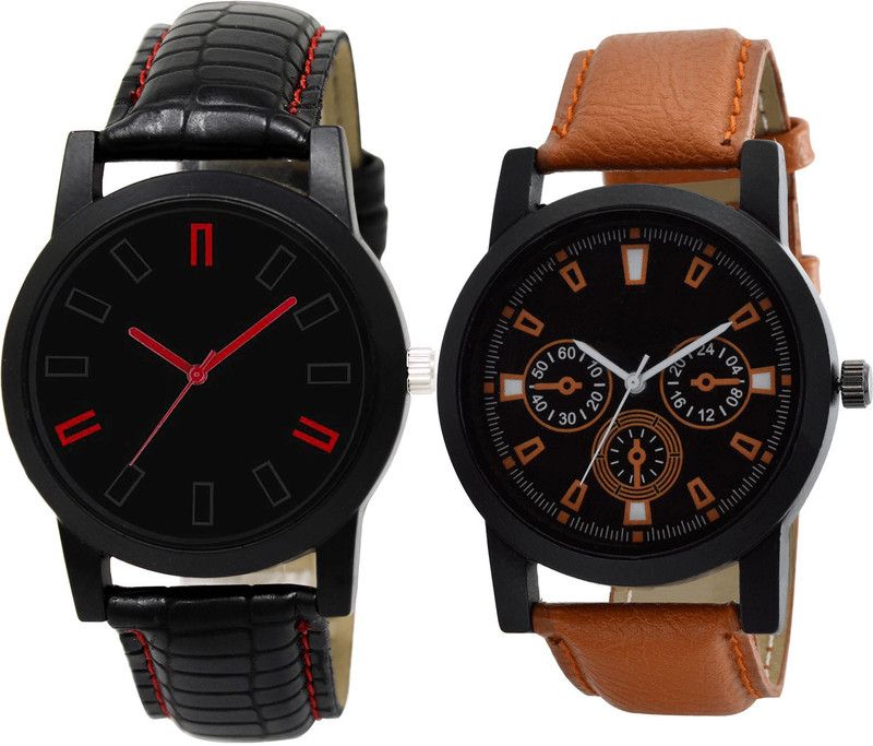 combo watch Analog Watch - For Girls Contemporary Formal Analogue Black And Brown Color Boys And Men Watch - B28-B31 (Combo Of 2 )