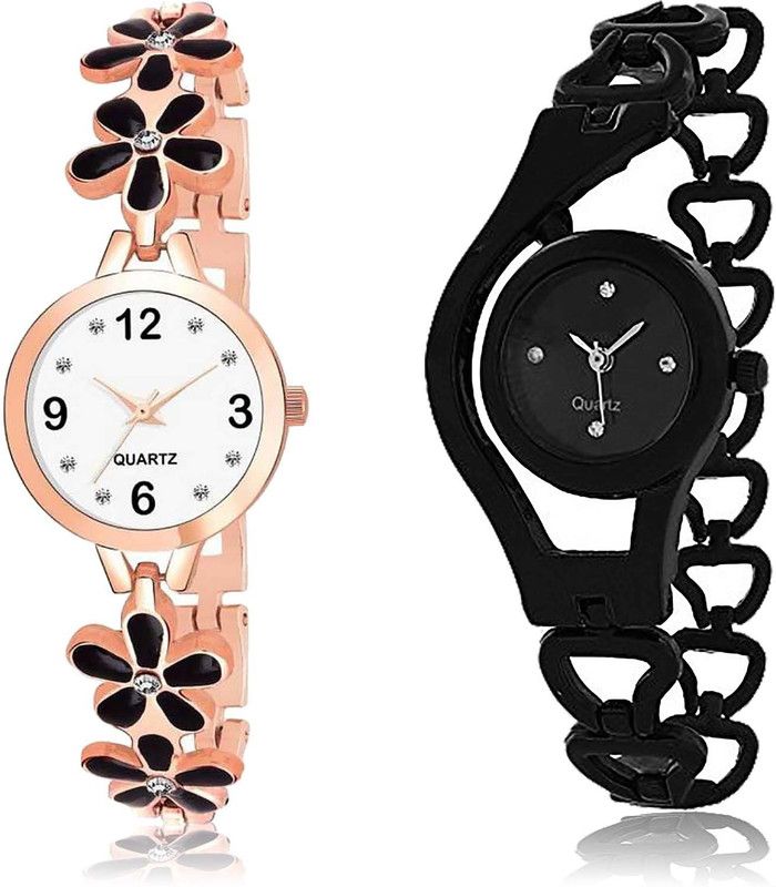 combo watch Analog Watch - For Girls Modern Chronograph Flower And Chain Combo Watch For Girls And Women - G460-G68