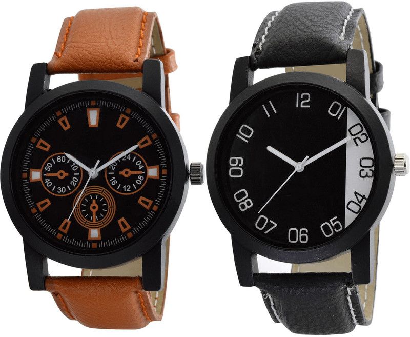 combo watch Analog Watch - For Girls Modern Style Analogue Brown And Black Color Boys And Men Watch - B31-B38 (Combo Of 2 )