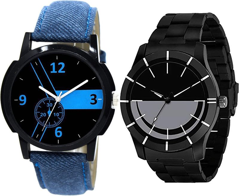 combo watch Analog Watch - For Girls Classical Italian Designer Analogue Blue And Black Color Boys And Men Watch - B7-B108 (Combo Of 2 )