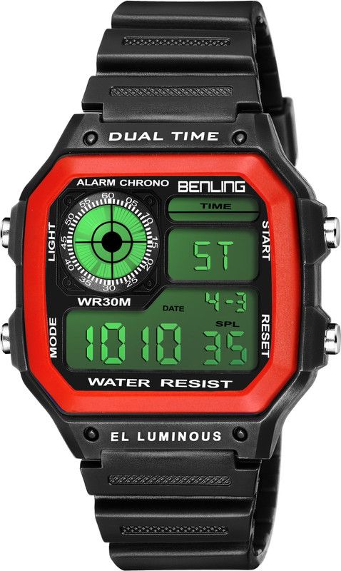 Multifunctional Sports Formal Casual Watch (Black Strap) Boys | Men Watch Digital Watch - For Men BL-1002-DTL-RED-BLK Shiny Hands Latest Trending Fashionable Digital Watch For Men