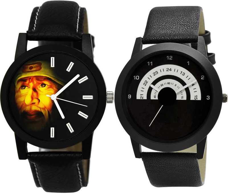 combo watch Analog Watch - For Girls Treading Fashionable Sai Baba Analogue Black Color Boys And Men Watch - B123-B48 (Combo Of 2 )