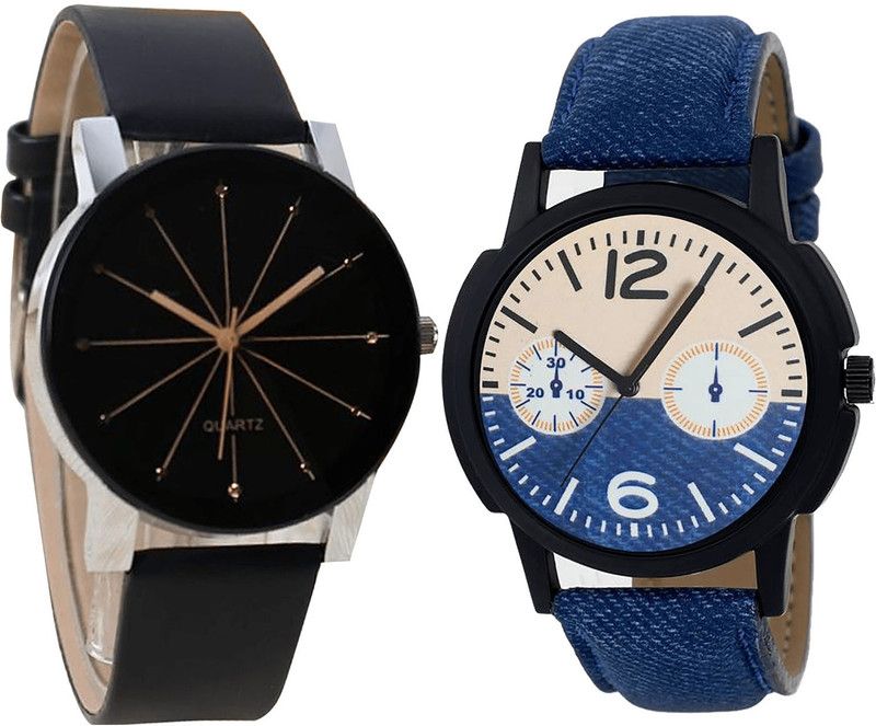 combo watch Analog Watch - For Girls Contemporary High Quality Analogue Black And Blue Color Boys And Men Watch - B51-B10 (Combo Of 2 )