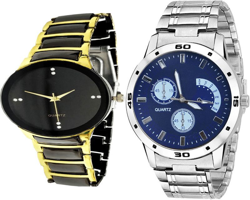 combo watch Analog Watch - For Girls Classical Fashion Analogue Black And Silver Color Boys And Men Watch - B69-B84 (Combo Of 2 )
