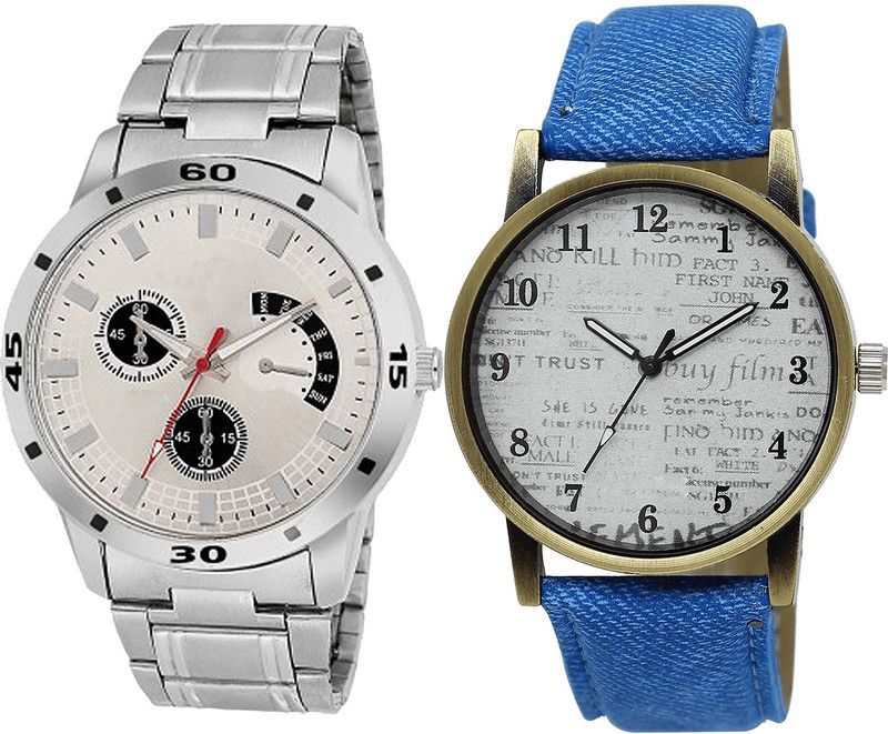 combo watch Analog Watch - For Women Classical Quartz Analogue Silver And Blue Color Boys And Men Watch - BL46.101-BL46.28 (Combo Of 2 )