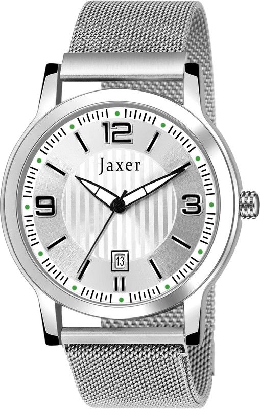 Silver Steel Mesh Chain Date Feature Analog Watch - For Men & Women JXRM2131