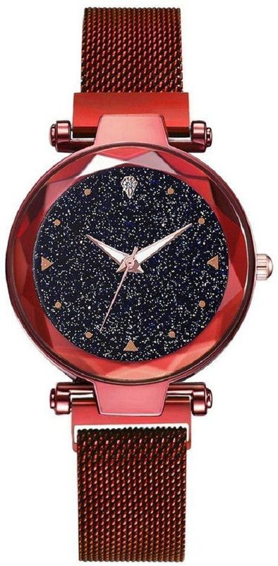 Analog Watch - For Girls galaxy black color dial and magnet belt watch for girls, magnet black color