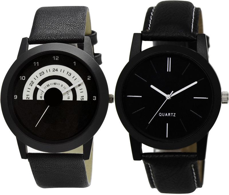 combo watch Analog Watch - For Girls Modern Luxury Love Dad Analogue Black Color Boys And Men Watch - B48-BL46.5 (Combo Of 2 )