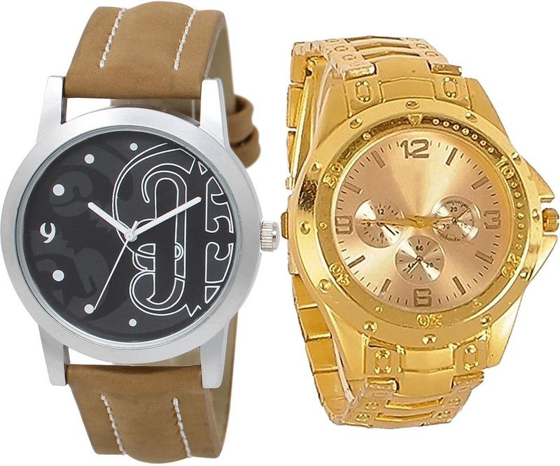 combo watch Analog Watch - For Girls Latest Italian Designer Analogue Brown And Gold Color Boys And Men Watch - BL46.14-B71 (Combo Of 2 )