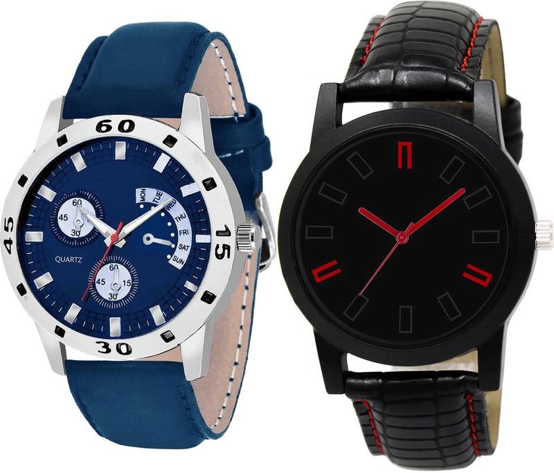 combo watch Analog Watch - For Girls Modern Fashionable Analogue Blue And Black Color Boys And Men Watch - B56-B28 (Combo Of 2 )