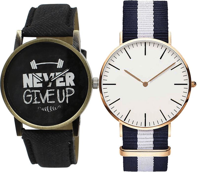 combo watch Analog Watch - For Girls New Diwali Never Give Up Analogue Black And Blue Color Boys And Men Watch - BL46.27-B109 (Combo Of 2 )