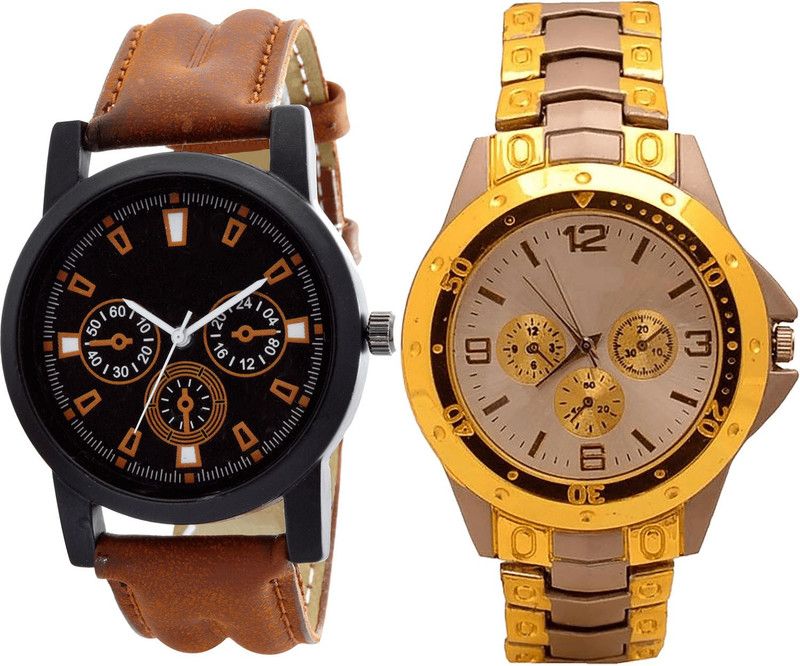 combo watch Analog Watch - For Girls Best Casual Analogue Brown And Silver Color Boys And Men Watch - B30-B74 (Combo Of 2 )