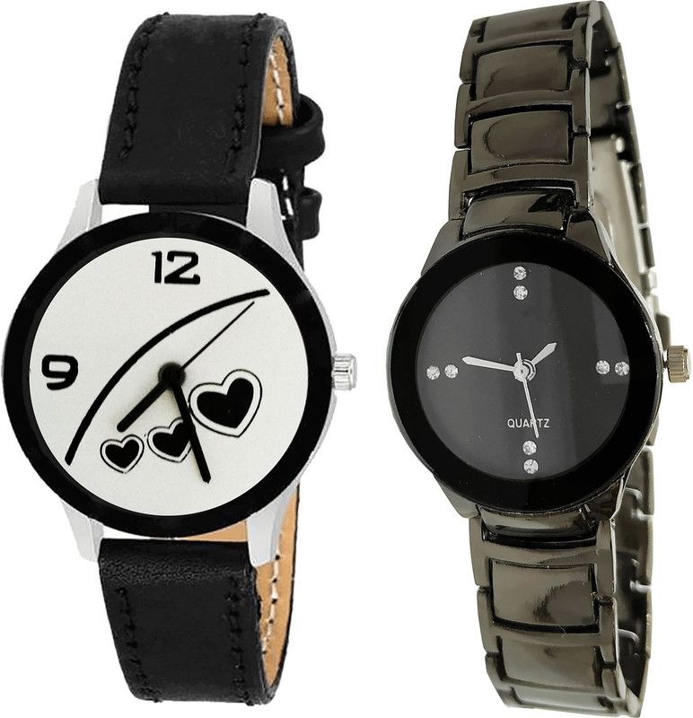 combo watch Analog Watch - For Girls Classical High Quality Love Valentine Analogue Black Color Girls And Women Watch - G342-G206 (Combo Of 2 )
