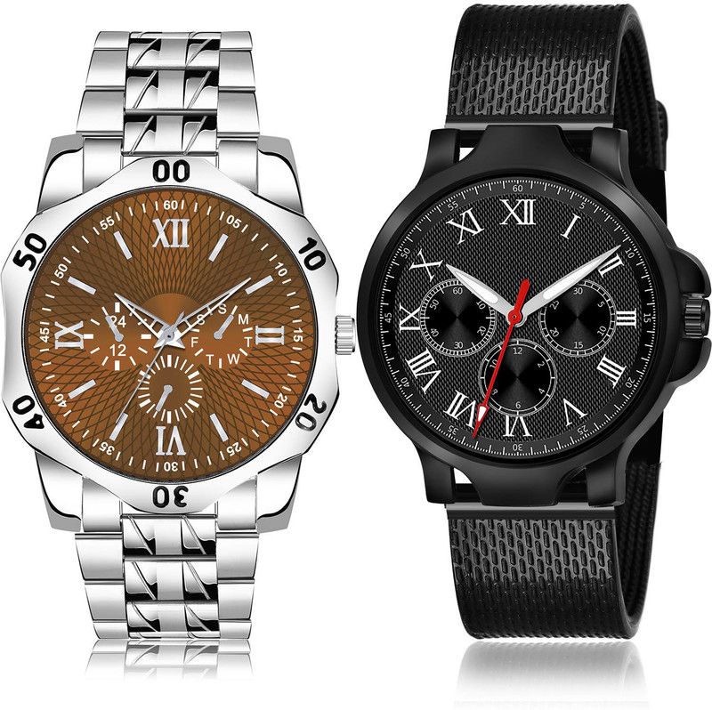 Analog Watch - For Men Modish 3D Design 2 Watch Combo For Boys And Men - BM406-(73-S-10)