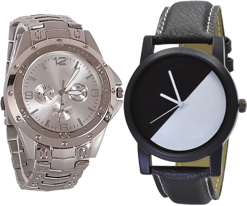 combo watch Analog Watch - For Men Modern Fancy Analogue Silver And Black Color Boys And Men Watch - B72-B32 (Combo Of 2 )