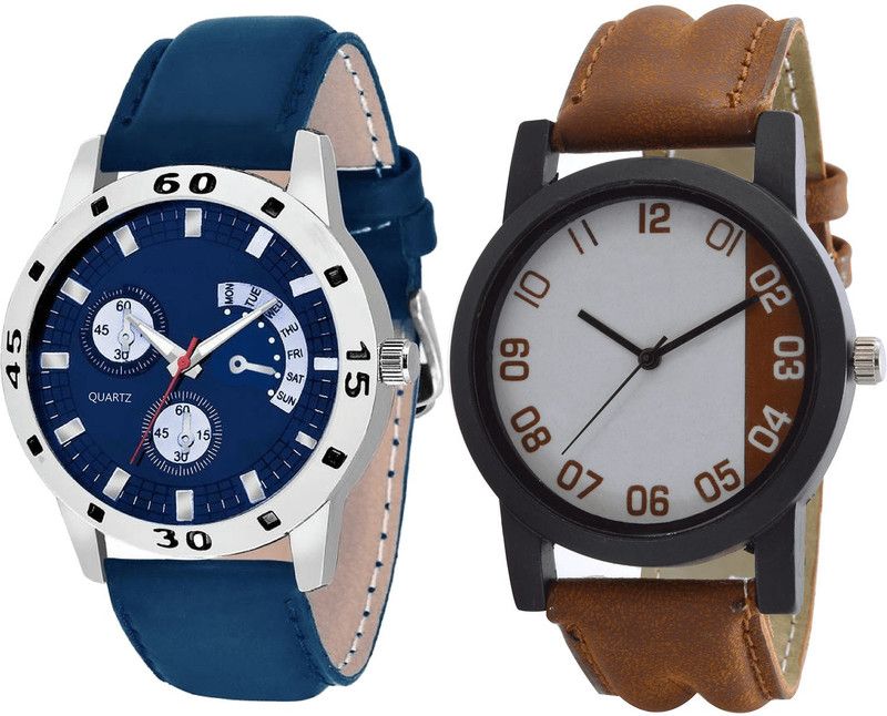 combo watch Analog Watch - For Girls Modern Analogue Analogue Blue And Brown Color Boys And Men Watch - B56-B39 (Combo Of 2 )