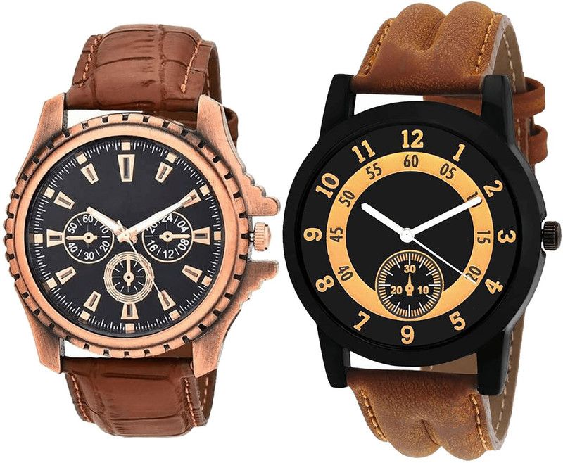 combo watch Analog Watch - For Men Classical Fancy Brown Color Boys Watch - B110-B14 (Combo Of 2 )