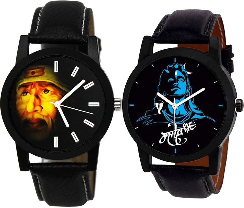 combo watch Analog Watch - For Girls Latest Analogue Sai Baba And Mahadev Analogue Black Color Boys And Men Watch - B123-B23 (Combo Of 2 )
