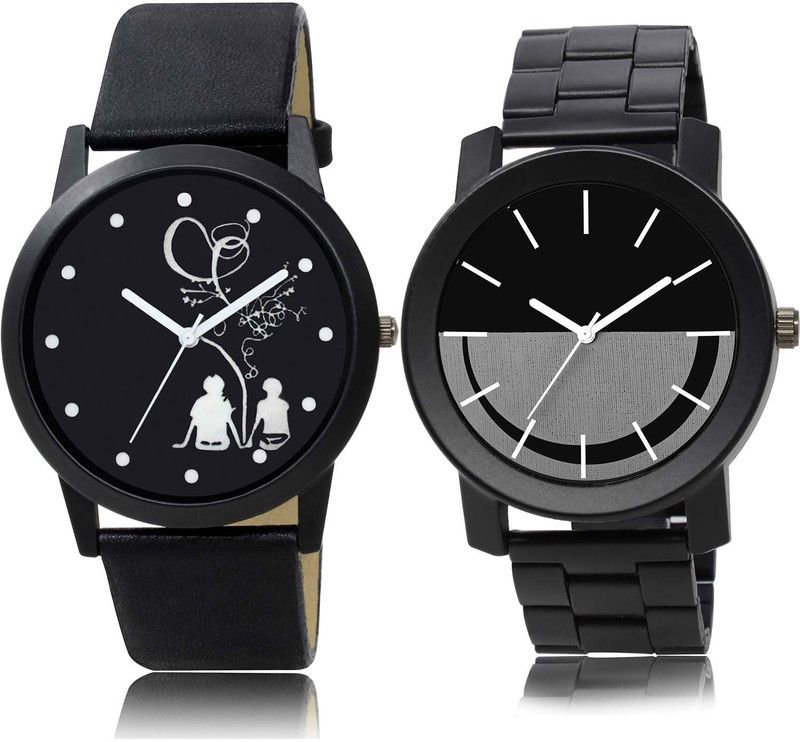 combo watch Analog Watch - For Men Classical Chronograph Couple Love Chain And Chain Watch Combo Watch For Boys And Men - BO46-B108
