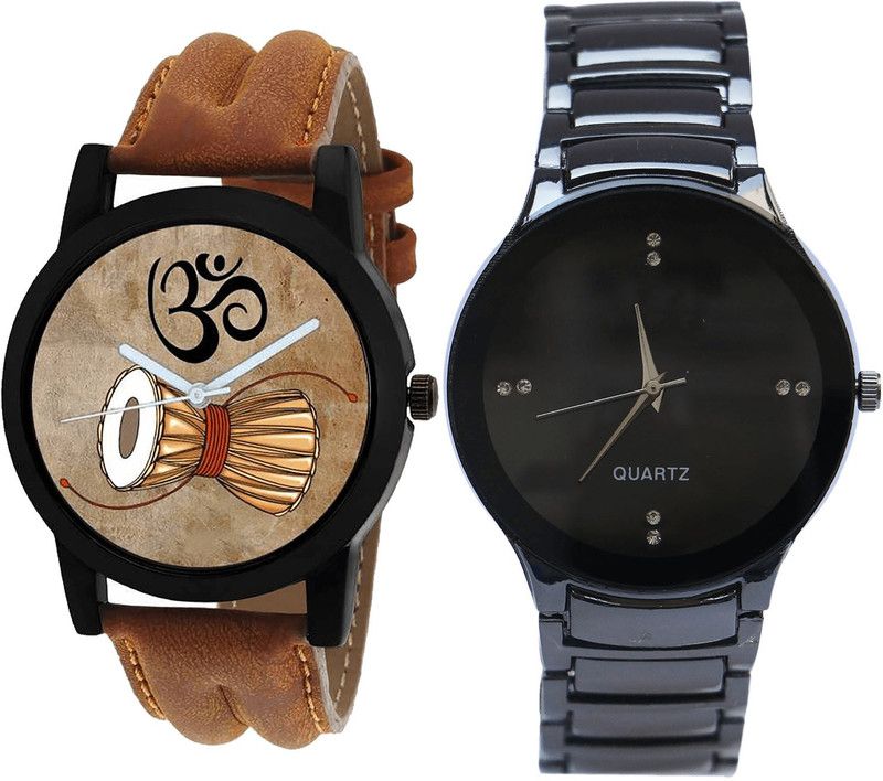 combo watch Analog Watch - For Girls New Style Damru Analogue Brown And Black Color Boys And Men Watch - B25-B67 (Combo Of 2 )