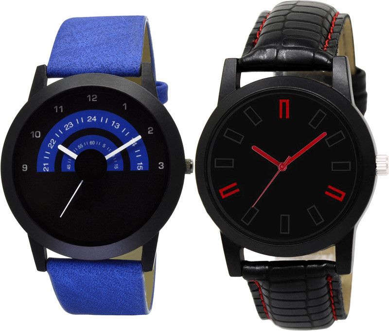combo watch Analog Watch - For Girls Modern Model Analogue Blue And Black Color Boys And Men Watch - B47-B28 (Combo Of 2 )