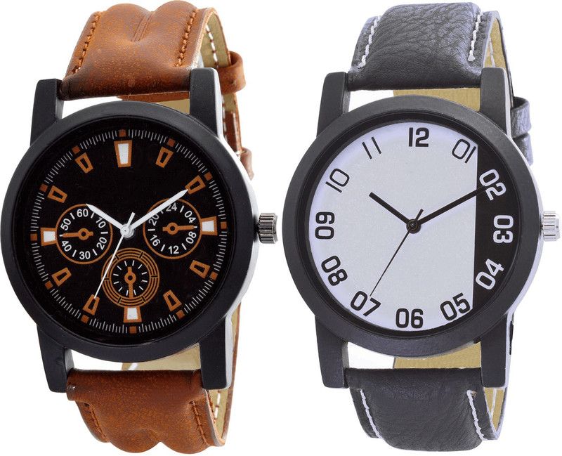 combo watch Analog Watch - For Girls Classical Stylish Analogue Brown And Black Color Boys And Men Watch - B30-B41 (Combo Of 2 )