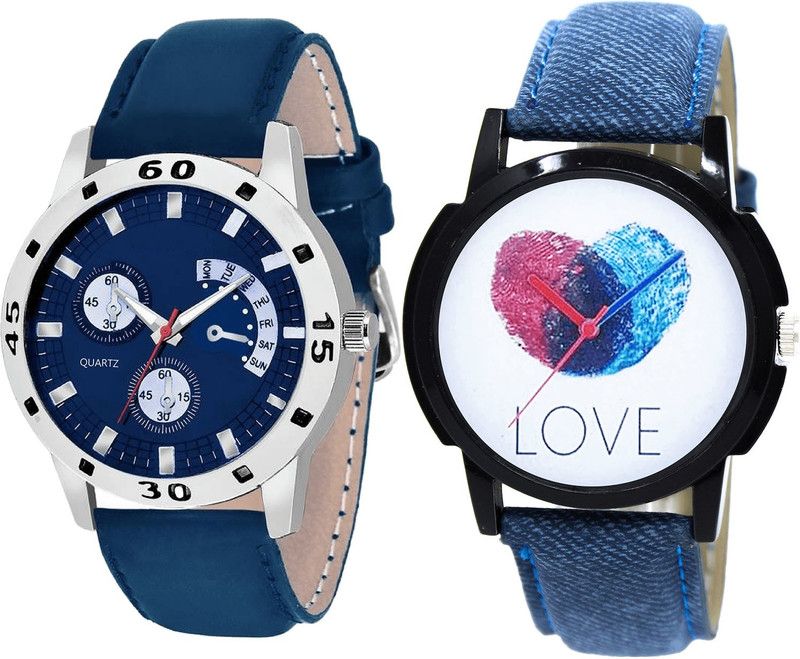 combo watch Analog Watch - For Girls Modern Fashion Love Analogue Blue Color Boys And Men Watch - B56-B11 (Combo Of 2 )