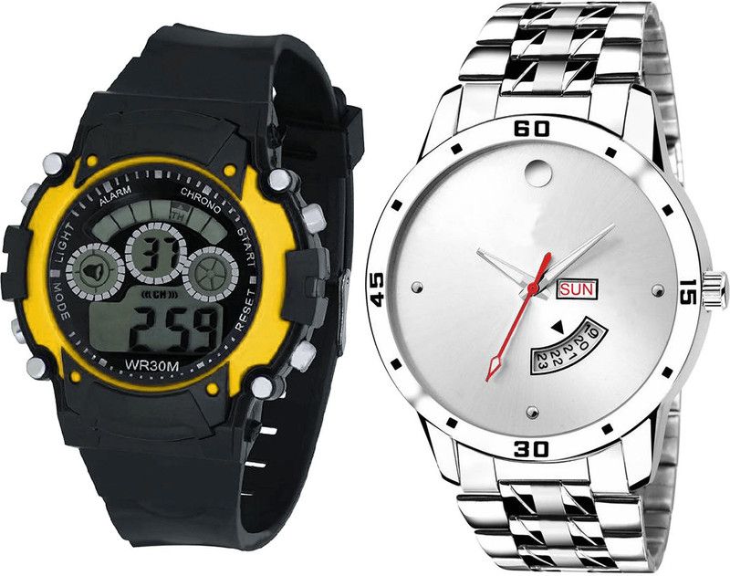 combo watch Analog Watch - For Girls Contemporary Heart Kids And Day And Date Analogue Black And Silver Color Boys And Men Watch - B6-BL46.103 (Combo Of 2 )