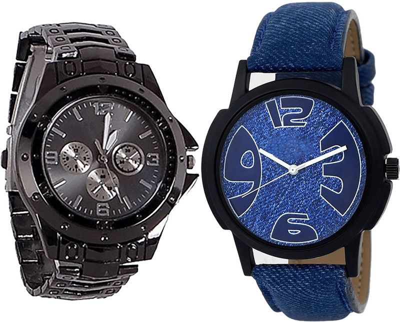 combo watch Analog Watch - For Girls Latest Wrist Analogue Black And Blue Color Boys And Men Watch - B70-B9 (Combo Of 2 )