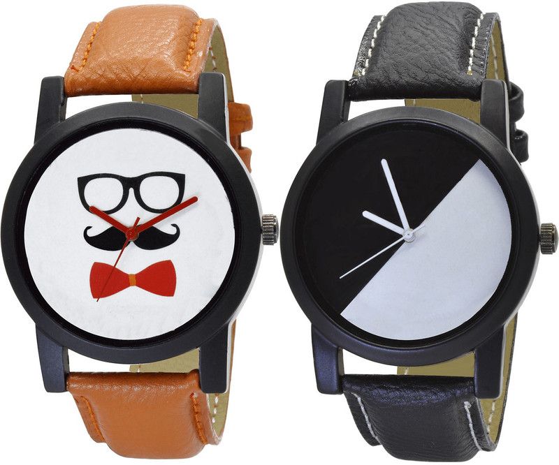 combo watch Analog Watch - For Girls Classical Fashionable Beard Style Analogue Brown And Black Color Boys And Men Watch - B53-B32 (Combo Of 2 )