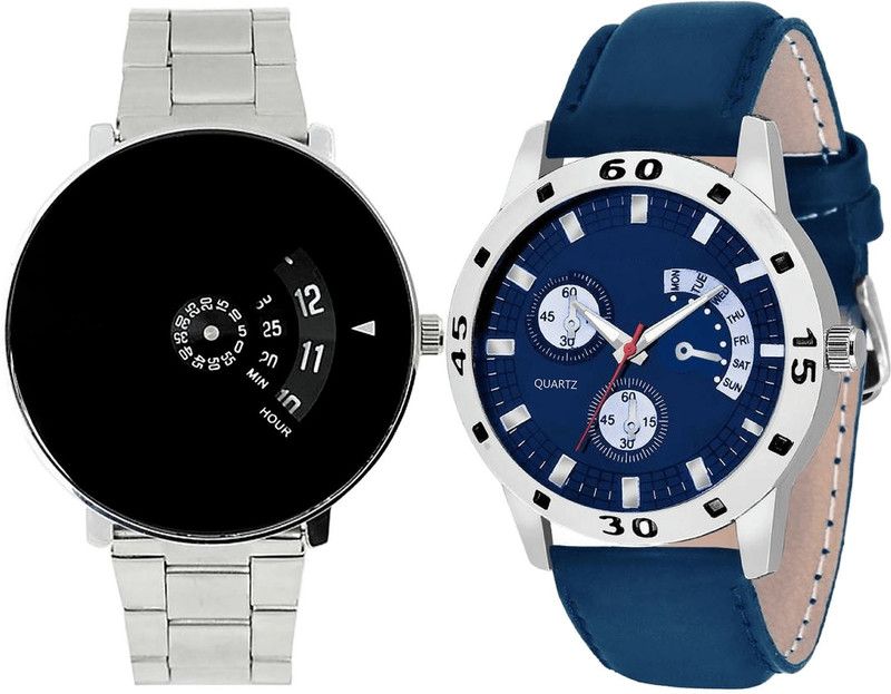combo watch Analog Watch - For Girls Treading Branded Analogue Silver And Blue Color Boys And Men Watch - B81-B56 (Combo Of 2 )