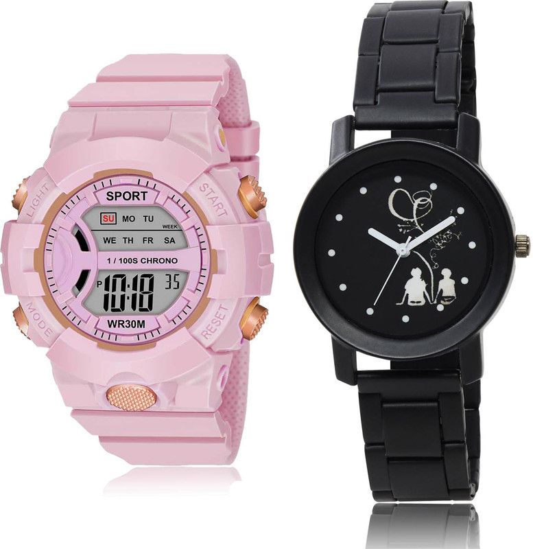 Analog-Digital Watch - For Girls Modern Fancy 2 Watch Combo For Women And Girls - DG36-GO153
