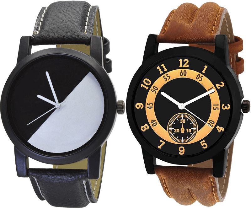 combo watch Analog Watch - For Girls Classical Present Analogue Black And Brown Color Boys And Men Watch - B32-B14 (Combo Of 2 )