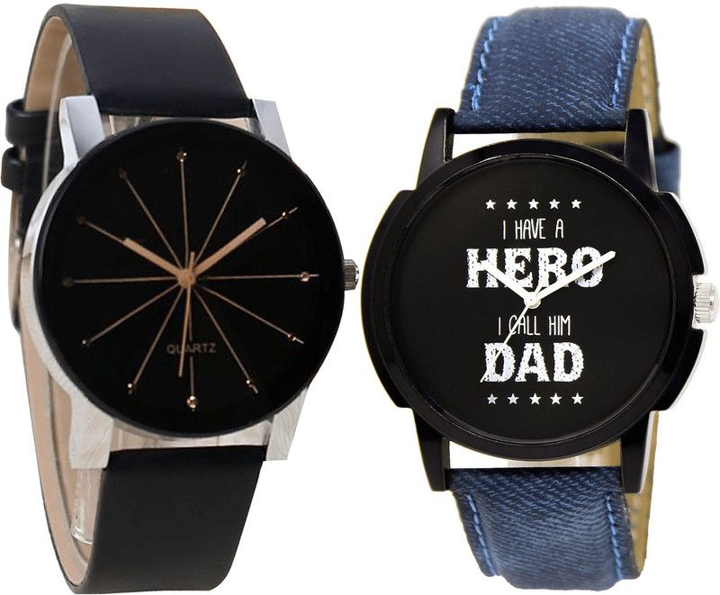 combo watch Analog Watch - For Girls New Chronograph Analogue Black And Blue Color Boys And Men Watch - B51-BL46.7 (Combo Of 2 )