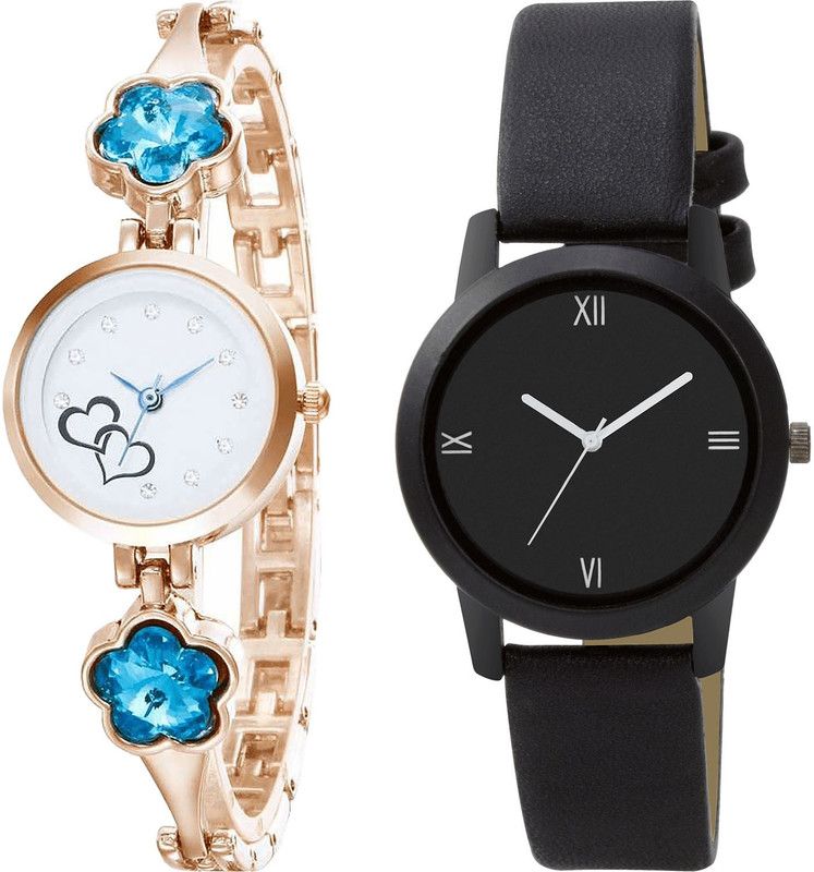 combo watch Analog Watch - For Girls Modern Formal Love Valentine Analogue Rose Gold And Black Color Girls And Women Watch - G435-G440 (Combo of 2 )