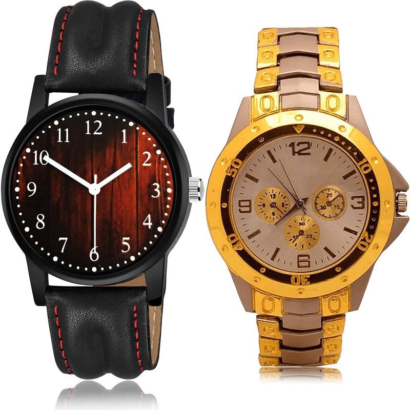 combo watch Analog Watch - For Men Best Present Wood Texture And Chain Watch - B654-B74 (Combo Of 2 )