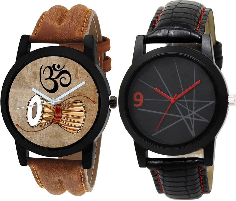 combo watch Analog Watch - For Girls Treading Quartz Damru Analogue Brown And Black Color Boys And Men Watch - B25-BL46.8 (Combo Of 2 )