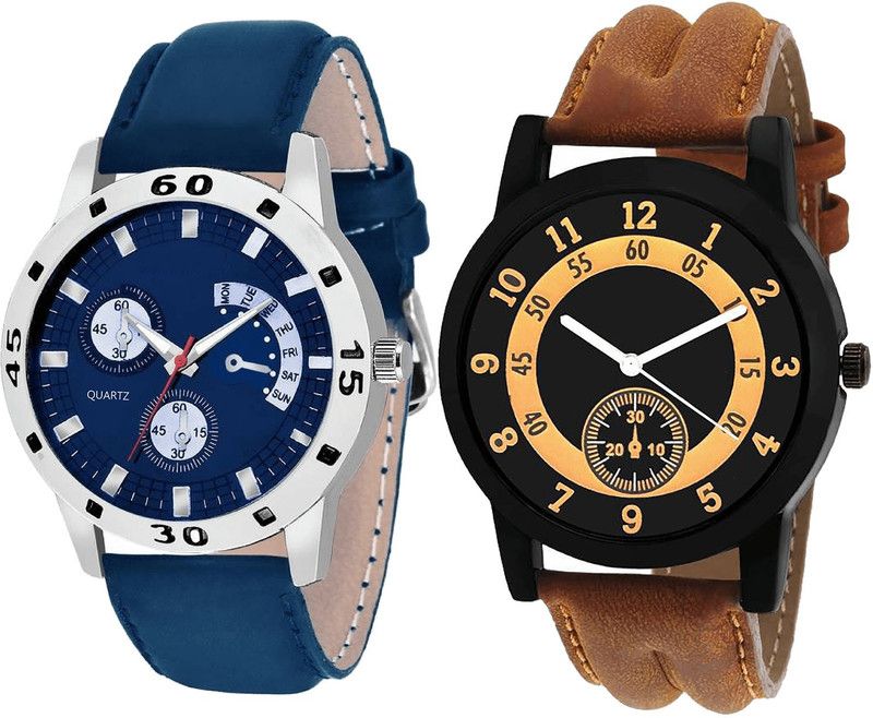 combo watch Analog Watch - For Girls Modern Royal Analogue Blue And Brown Color Boys And Men Watch - B56-B14 (Combo Of 2 )