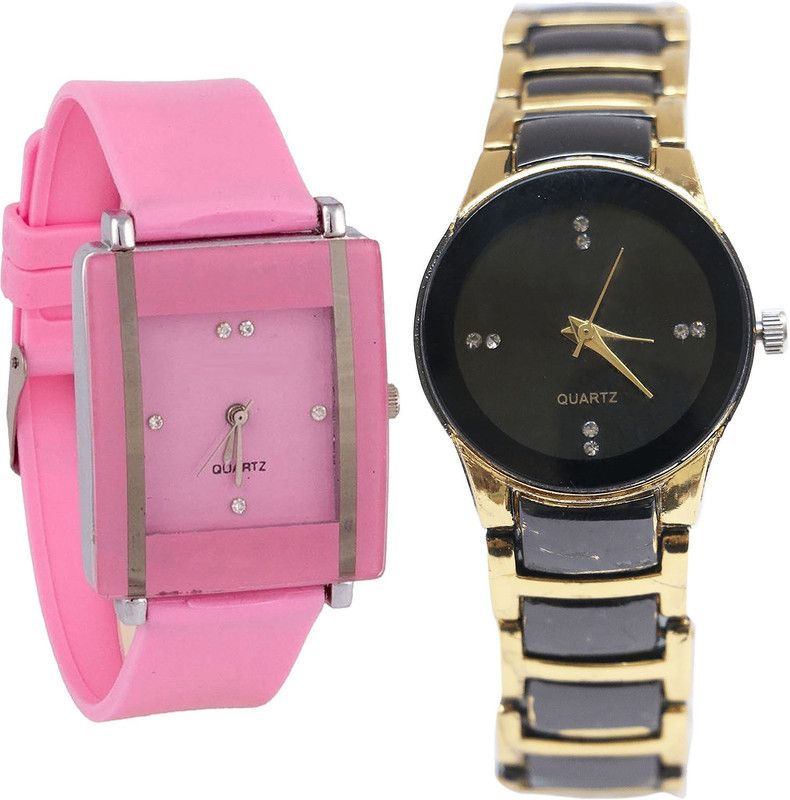 combo watch Analog Watch - For Girls New Party Wedding Analogue Pink And Gold Color Girls And Women Watch - G14-G208 (Combo Of 2 )