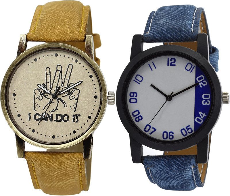 combo watch Analog Watch - For Girls Contemporary Heart I Cand Do It Analogue Brown And Blue Color Boys And Men Watch - BL46.30-B40 (Combo Of 2 )