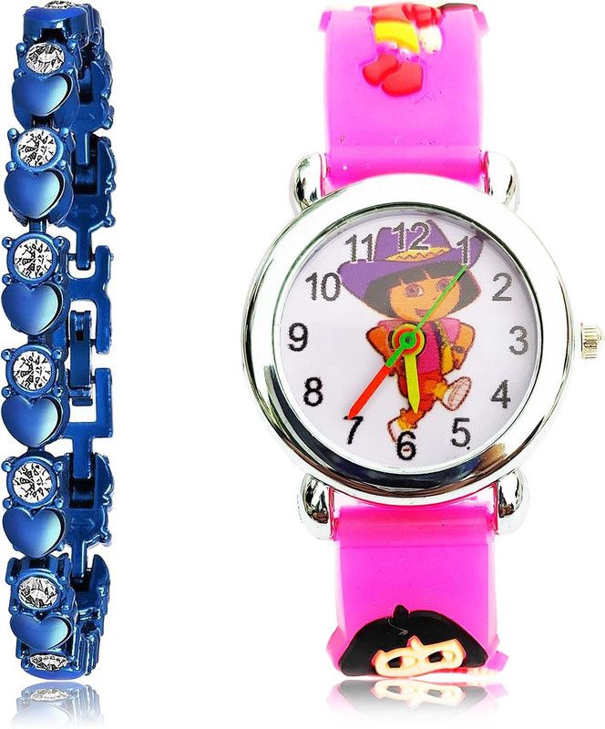 Analog Watch - For Women Contemporary Love Bracelet And Dora The Explorer Kids 2 Watch Combo For Girls And Women - GX2-GC191