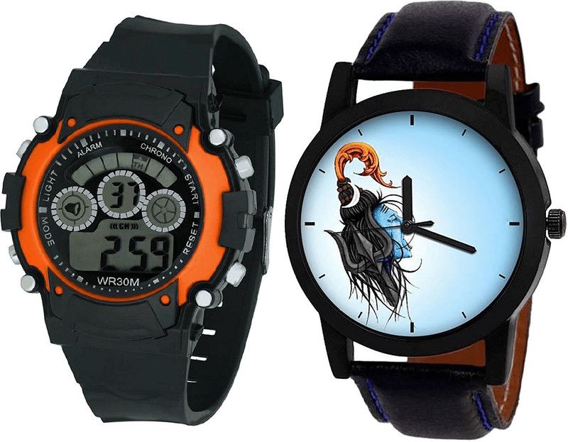 combo watch Analog Watch - For Girls Best Collection Kids And Mahadev Analogue Black Color Boys And Men Watch - B4-B22 (Combo Of 2 )