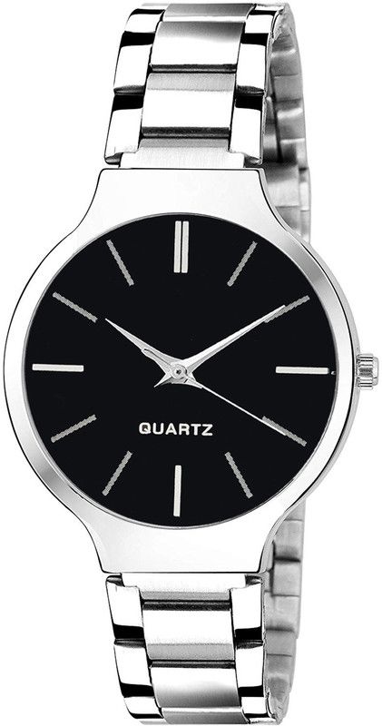 Analog Watch - For Women Black Dial Silver Metal Chain Strap S6-629