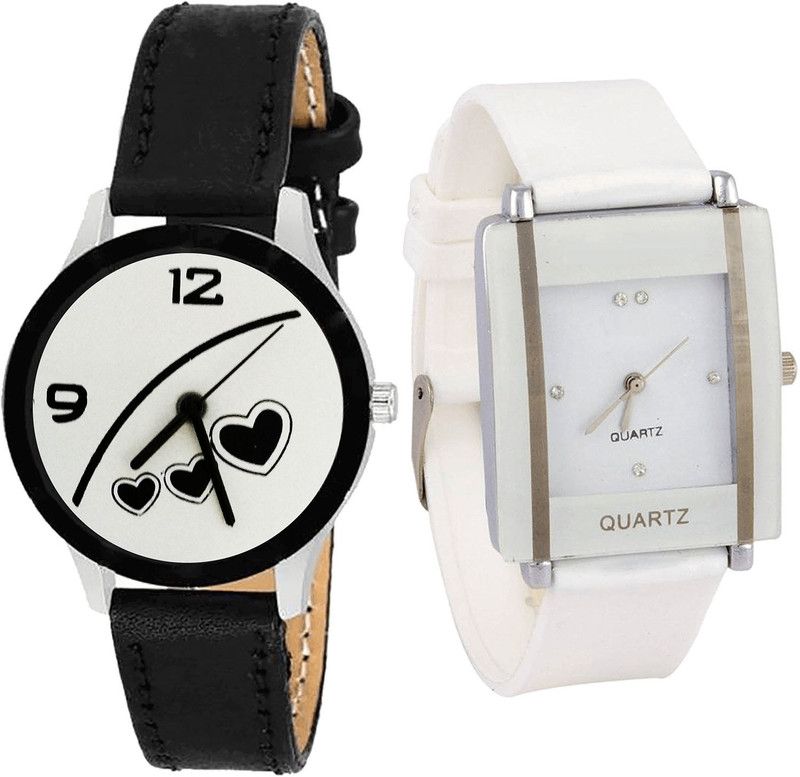 combo watch Analog Watch - For Girls Modern Diwali Love Valentine Analogue Black And White Color Girls And Women Watch - G342-G17 (Combo of 2 )