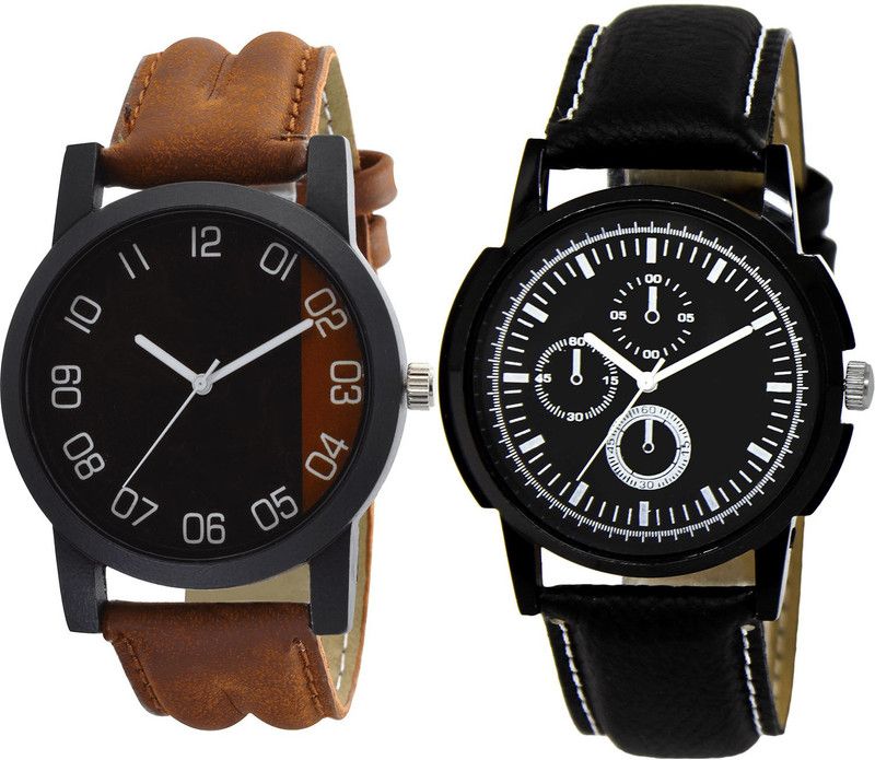 combo watch Analog Watch - For Girls Brand New Exclusive Analogue Brown And Black Color Boys And Men Watch - B36-BL46.13 (Combo Of 2 )