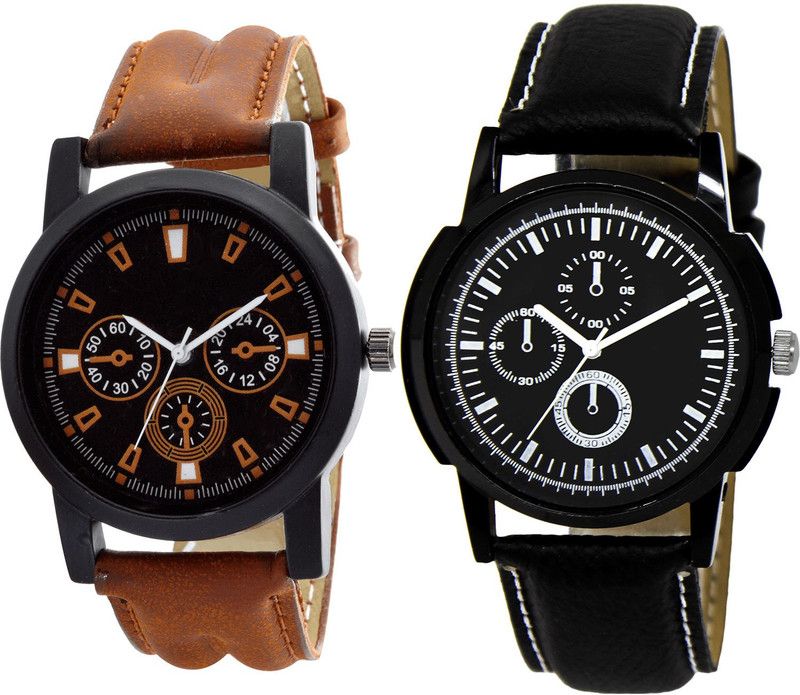 combo watch Analog Watch - For Girls Latest Wrist Analogue Brown And Black Color Boys And Men Watch - B30-BL46.13 (Combo Of 2 )