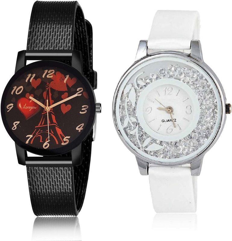 combo watch Analog Watch - For Girls Contemporary Traditional I Love You And Flower 2 Watch Combo For Girls And Women - G533-G90