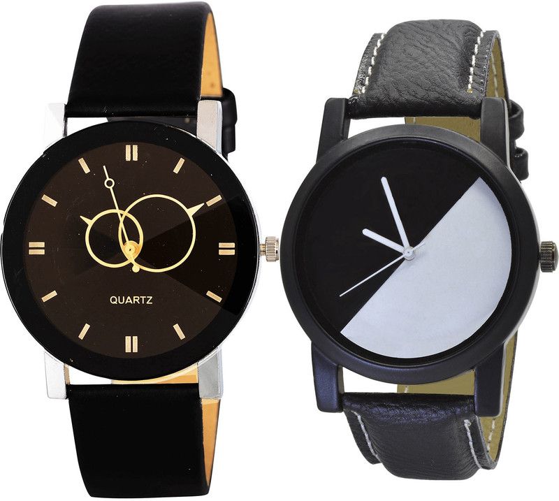combo watch Analog Watch - For Girls New Love Geometric Design Analogue Black Color Boys And Men Watch - B135-B32 (Combo Of 2 )