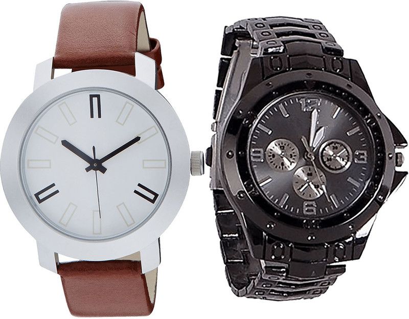 combo watch Analog Watch - For Girls Classical Heart Analogue Brown And Black Color Boys And Men Watch - B44-B70 (Combo Of 2 )