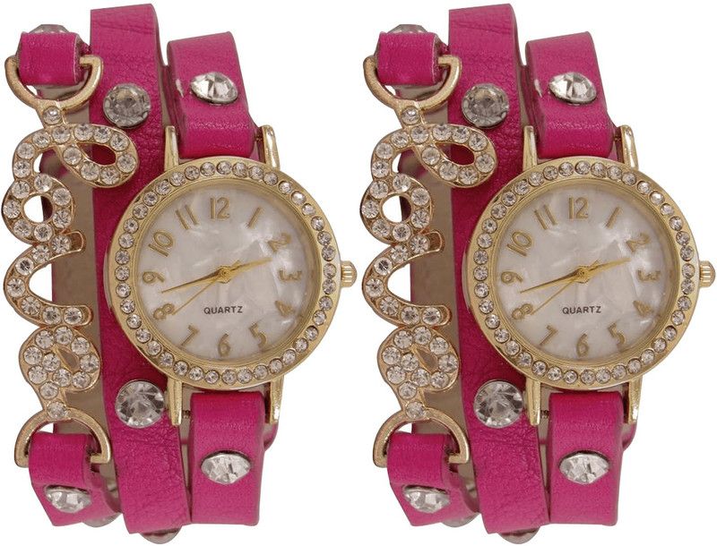 combo watch Analog Watch - For Girls Contemporary High Quality Love Valentine Analogue Pink Color Girls And Women Watch - G204(2) (Combo Of 2 )